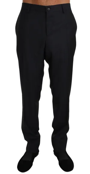 Black Wool Silk Dress Formal Trousers Pants