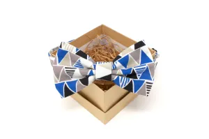 Blue and Grey Triangle Pattern Children's Bow Tie