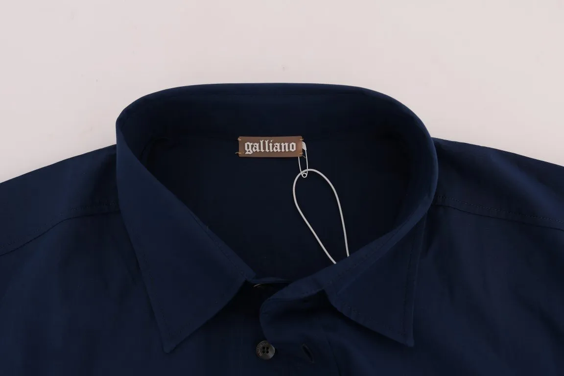 Blue Casual Cotton Long Sleeve Shirt
