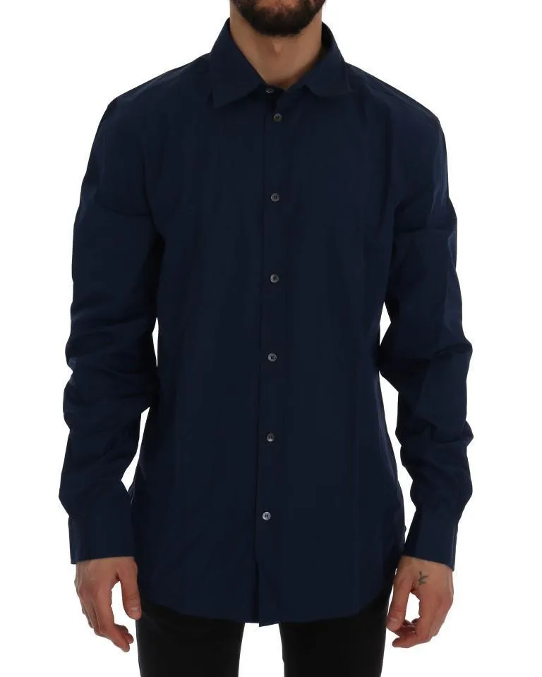Blue Casual Cotton Long Sleeve Shirt