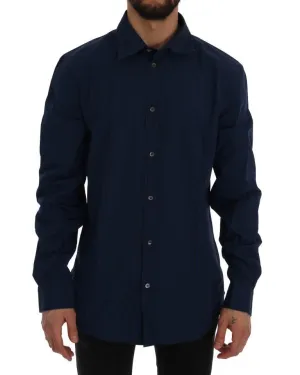 Blue Casual Cotton Long Sleeve Shirt