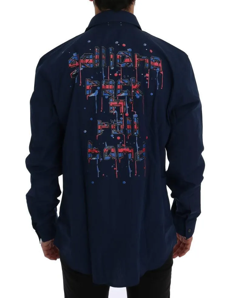 Blue Casual Cotton Long Sleeve Shirt