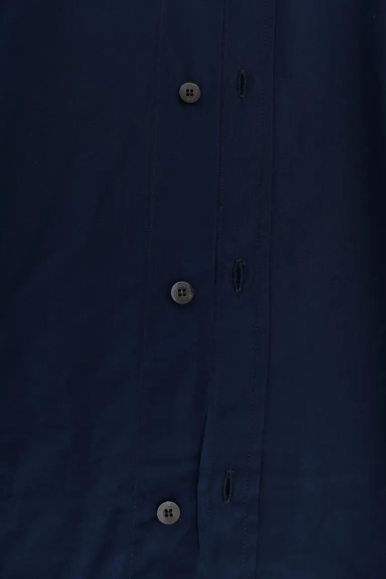 Blue Casual Cotton Long Sleeve Shirt