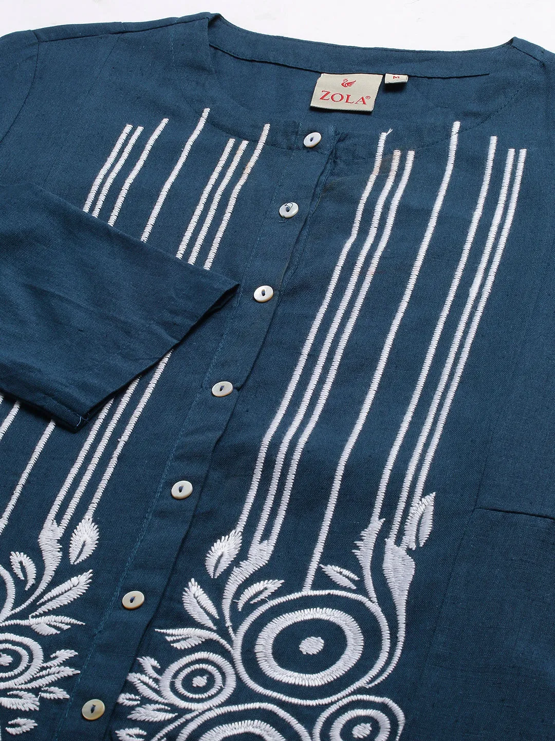 Blue Comfort Fit Cotton Kurta for Women Online in India - Zola