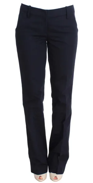 Blue Cotton Silk Dress Formal Pants