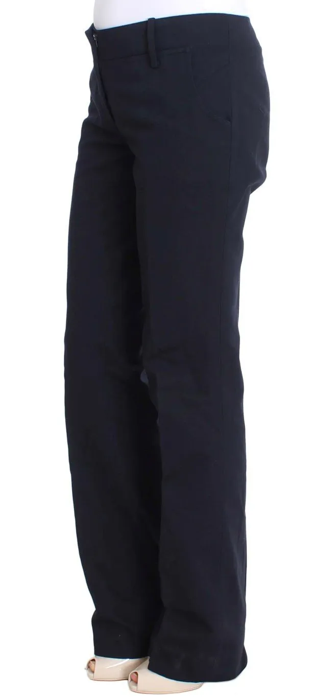 Blue Cotton Silk Dress Formal Pants