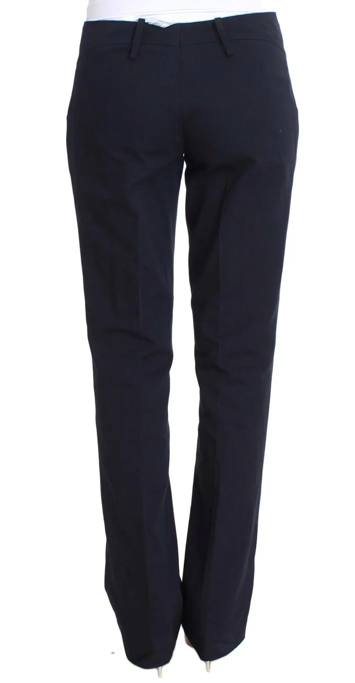 Blue Cotton Silk Dress Formal Pants