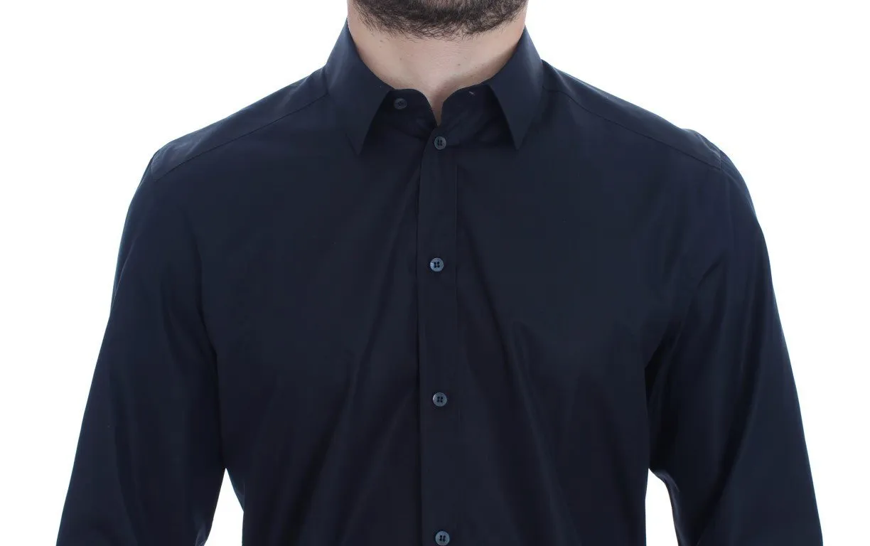 Blue cotton slim fit casual shirt