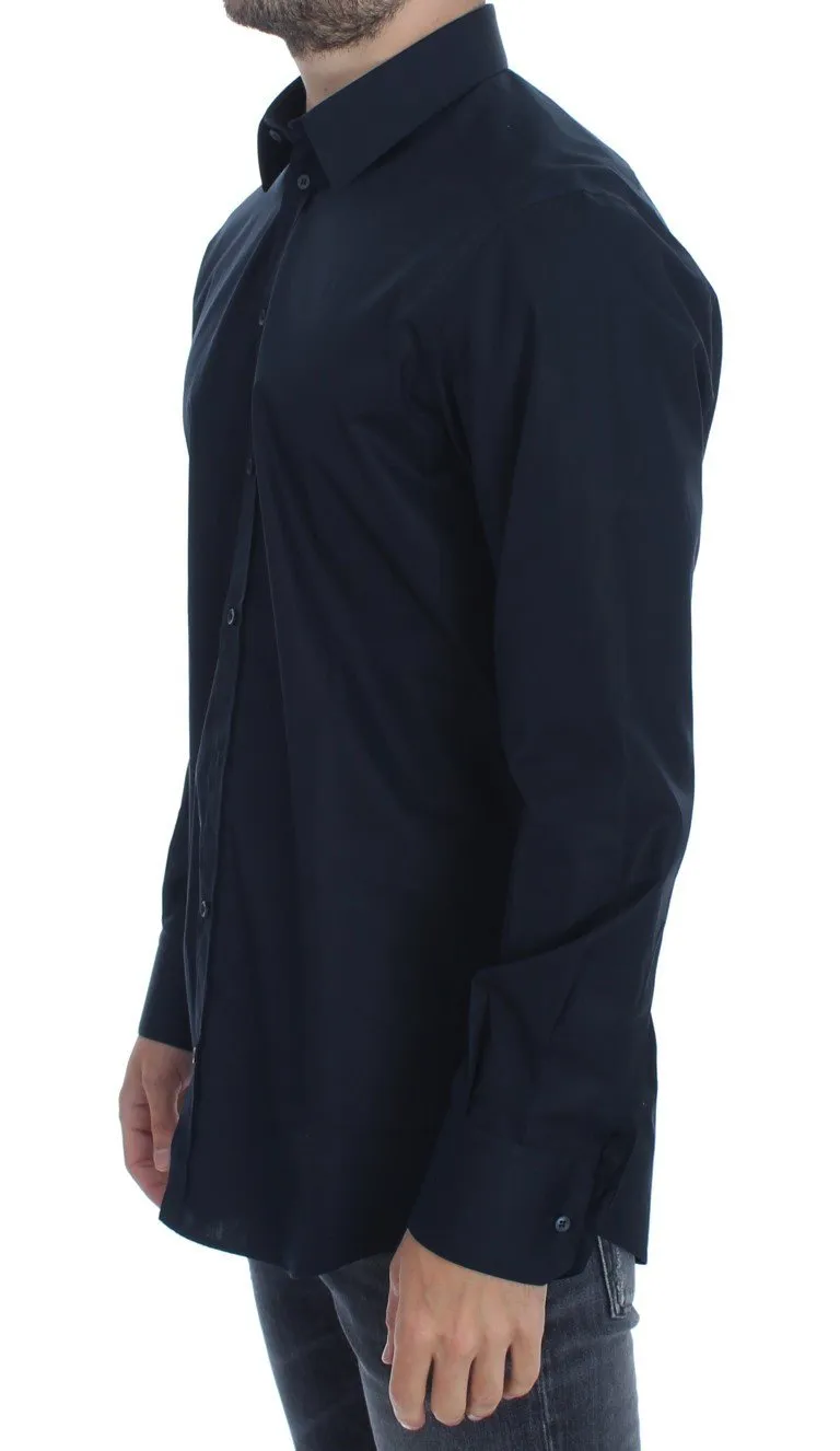 Blue cotton slim fit casual shirt