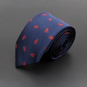 Blue Tie: Red Lobster Motive