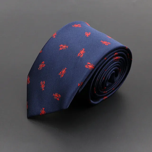 Blue Tie: Red Lobster Motive
