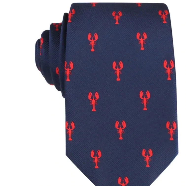 Blue Tie: Red Lobster Motive