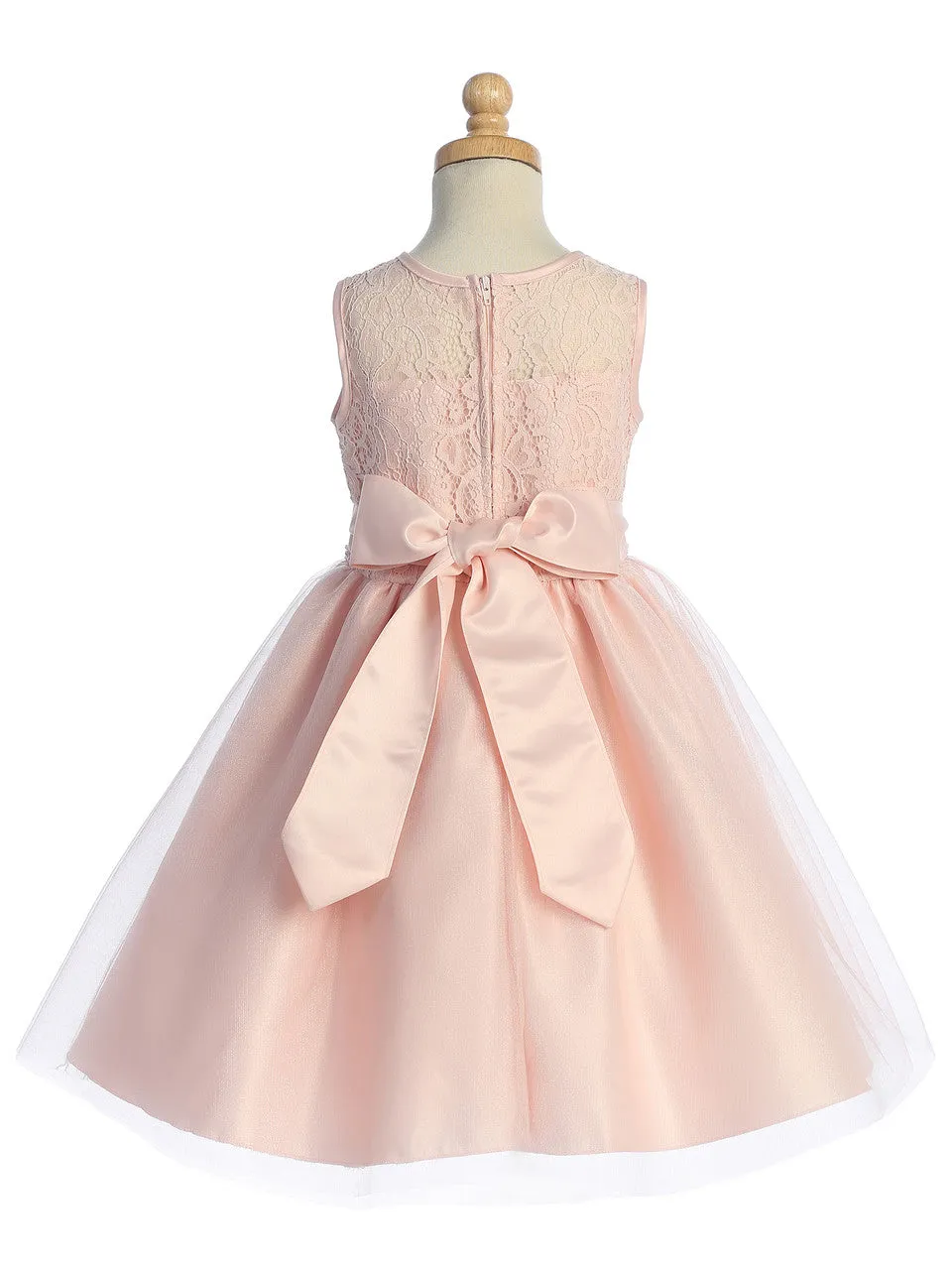 Blush Pink Lace Bodice and Tulle Skirt Dress - BL259-BLSH