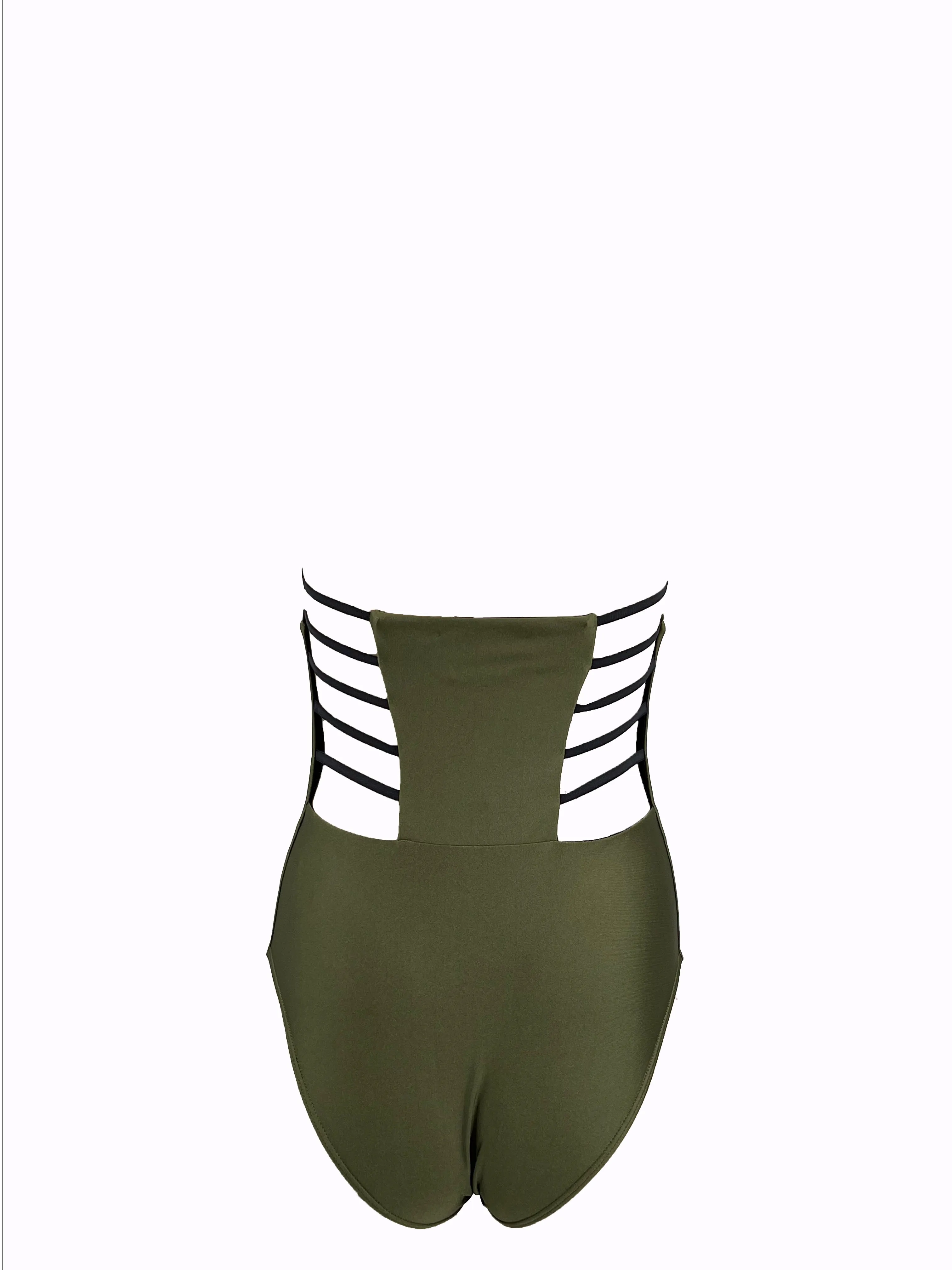 Bodysuit with contrast straps - Olive