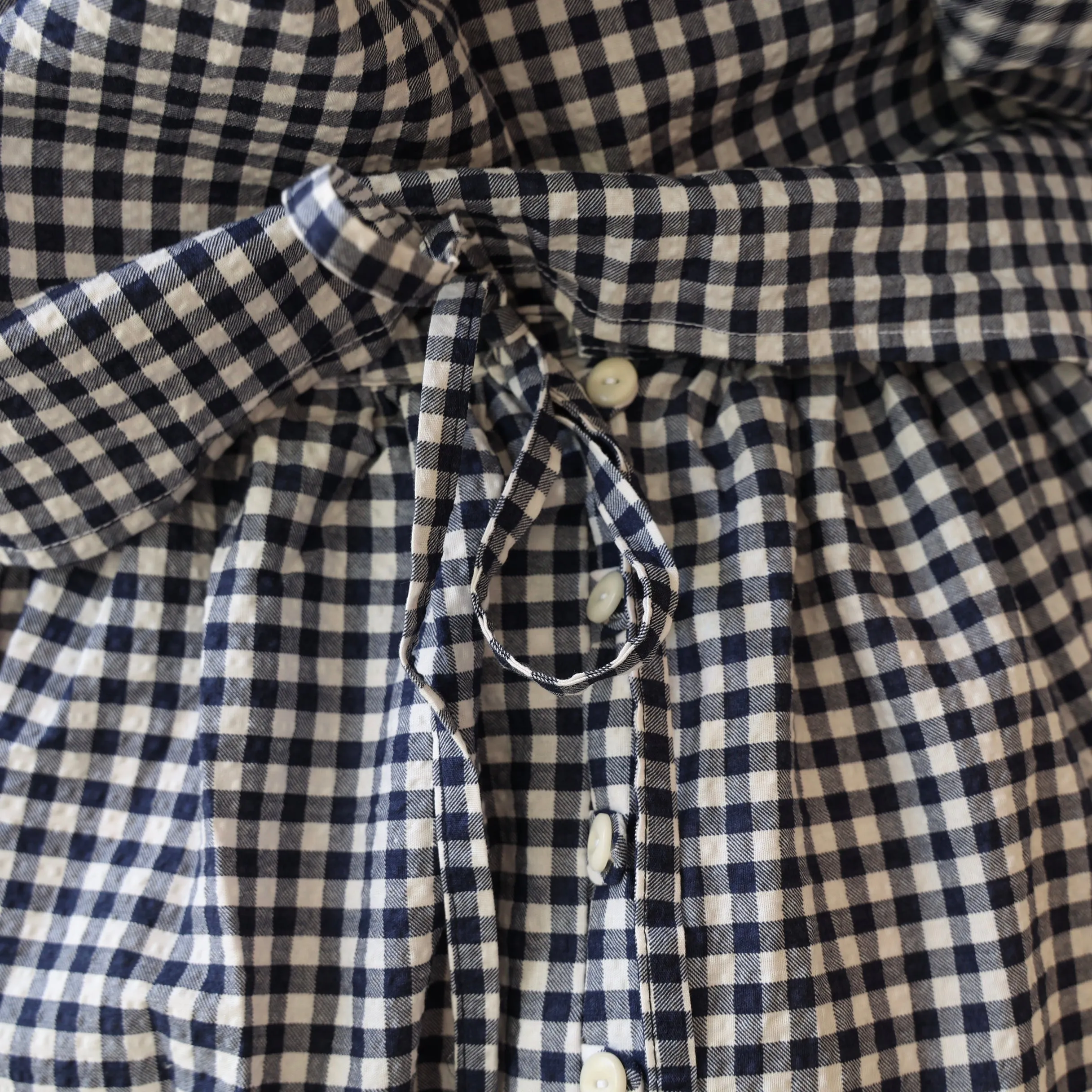 Bon Tie Back Skirt - Navy Gingham Seersucker