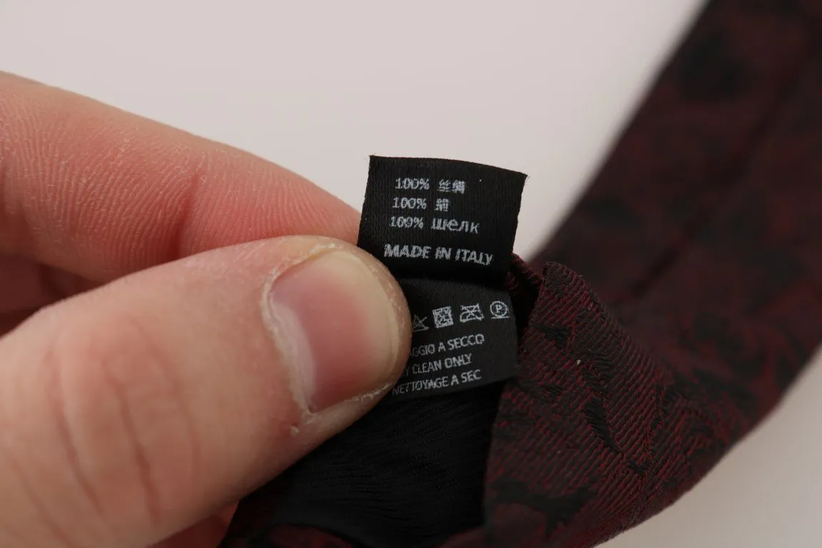 Bordeaux Silk Floral Print Classic Tie
