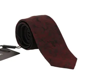 Bordeaux Silk Floral Print Classic Tie