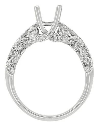 Borola 3/4 Carat Diamond Engagement Ring Setting and Wedding Ring in 18 Karat White Gold