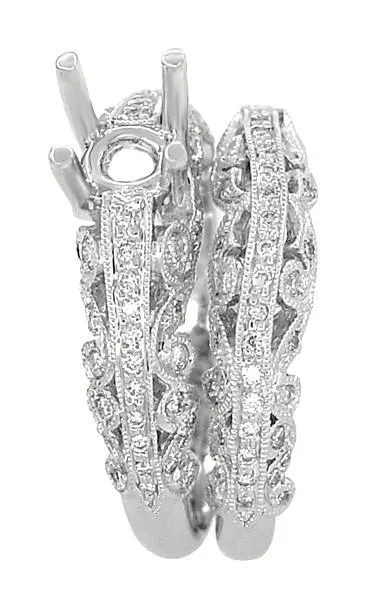 Borola 3/4 Carat Diamond Engagement Ring Setting and Wedding Ring in 18 Karat White Gold