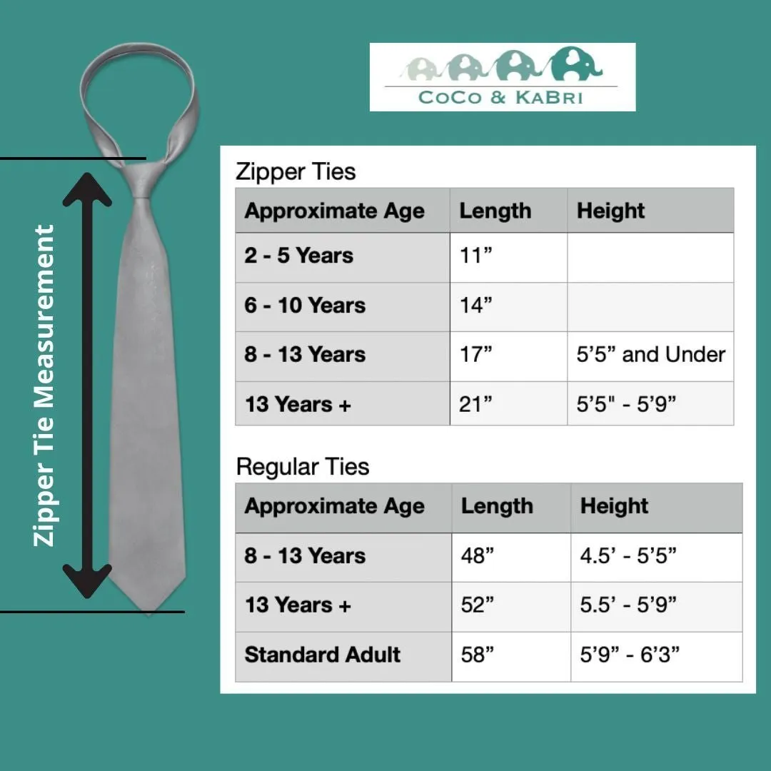 Boys Zipper Tie - Aqua 17"