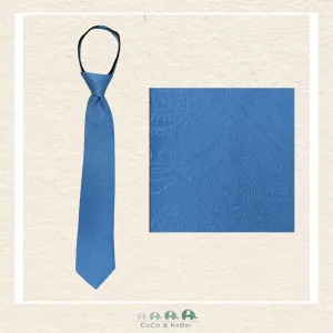 Boys Zipper Tie - Paisley Blue 14"