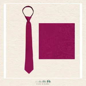 Boys Zipper Tie - Paisley Fuchsia 14"