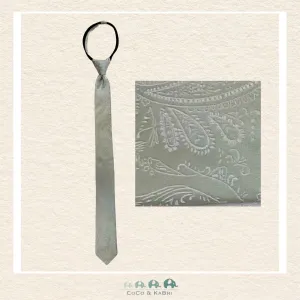 Boys Zipper Tie - Paisley Gray 21"