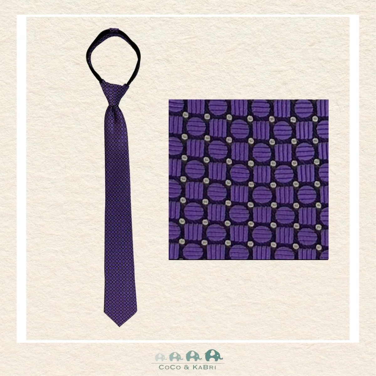 Boys Zipper Tie - Purple/Yellow 17"