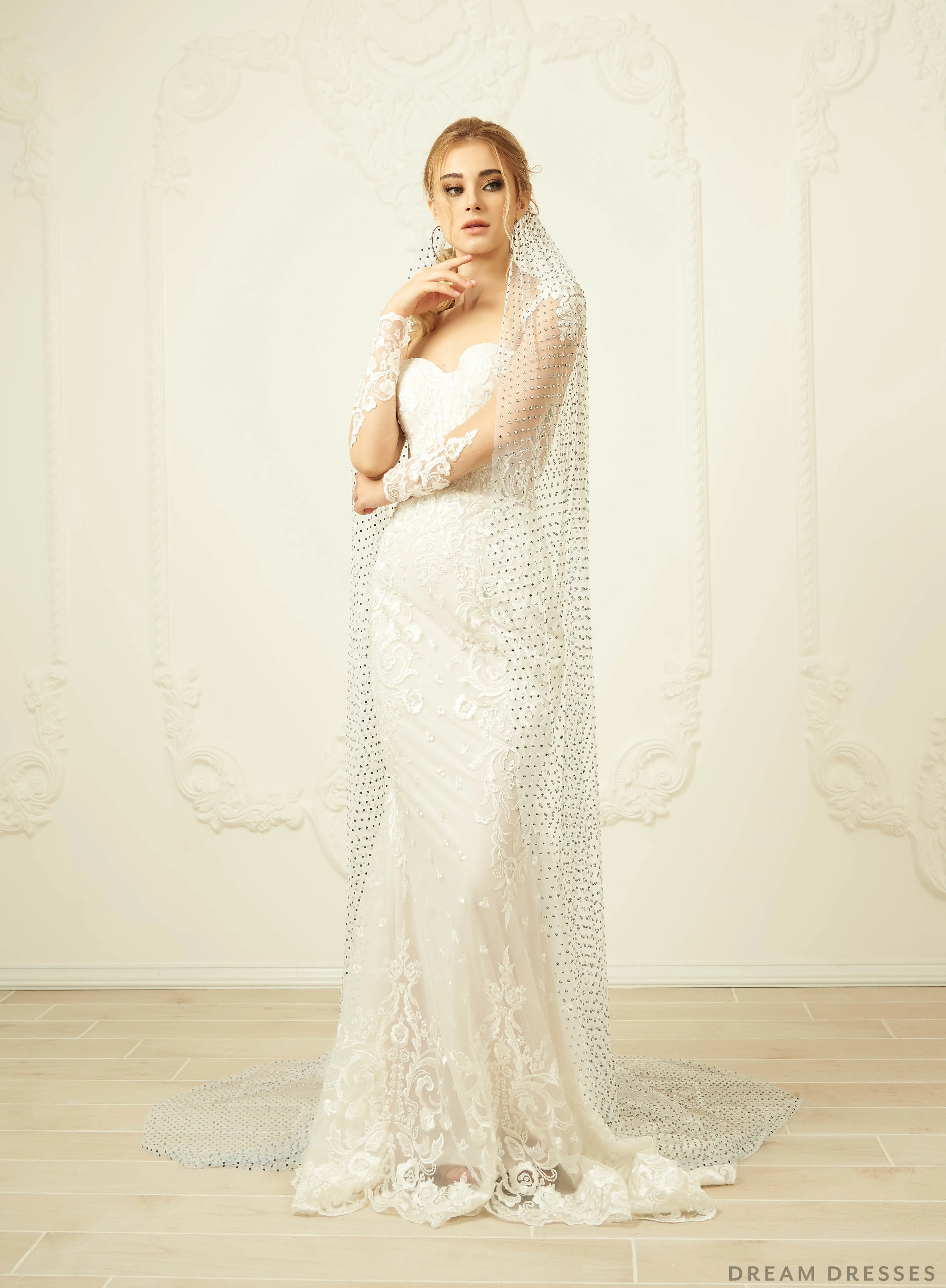 Cathedral Veil With Crystals (#Luisa)