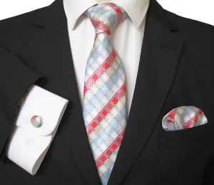 Celino Turkish Woven Silk Necktie Set with Cufflinks & Handkerchief for Men