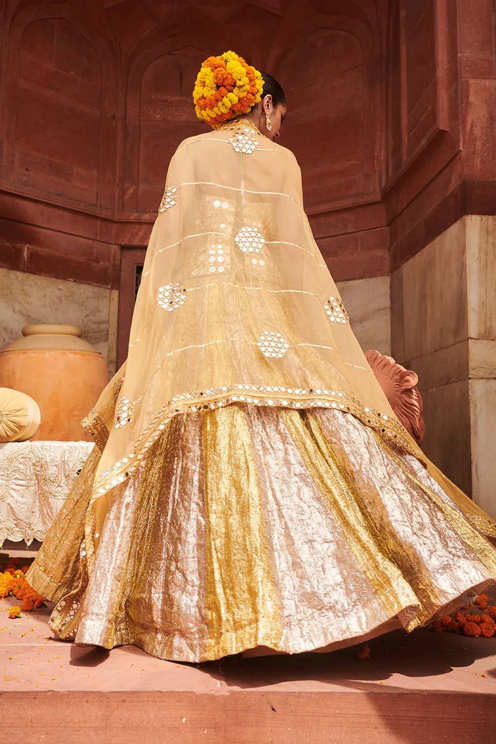 Chandi Sona Sheesh Lampi Lehenga and Cape Set
