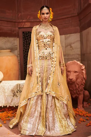 Chandi Sona Sheesh Lampi Lehenga and Cape Set