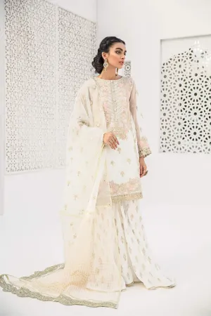 Chiffon Party Gharara in White Color #Y2030