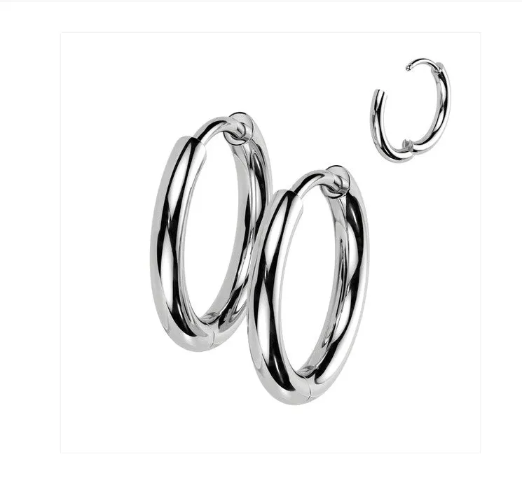 Children's Earrings:  Titanium Implant Grade 2mm x 10mm AAA Clear CZ, Hinged Huggies  TITANIUM 6AL-4V-ELI ASTM F-136