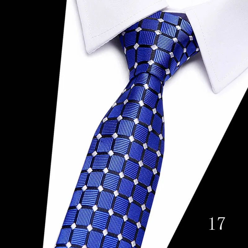 Classic 7cm Ties for Man Silk Tie Luxury Striped Plaid Checks Business Neck Tie for Men Suit Cravat Wedding Party Neckties