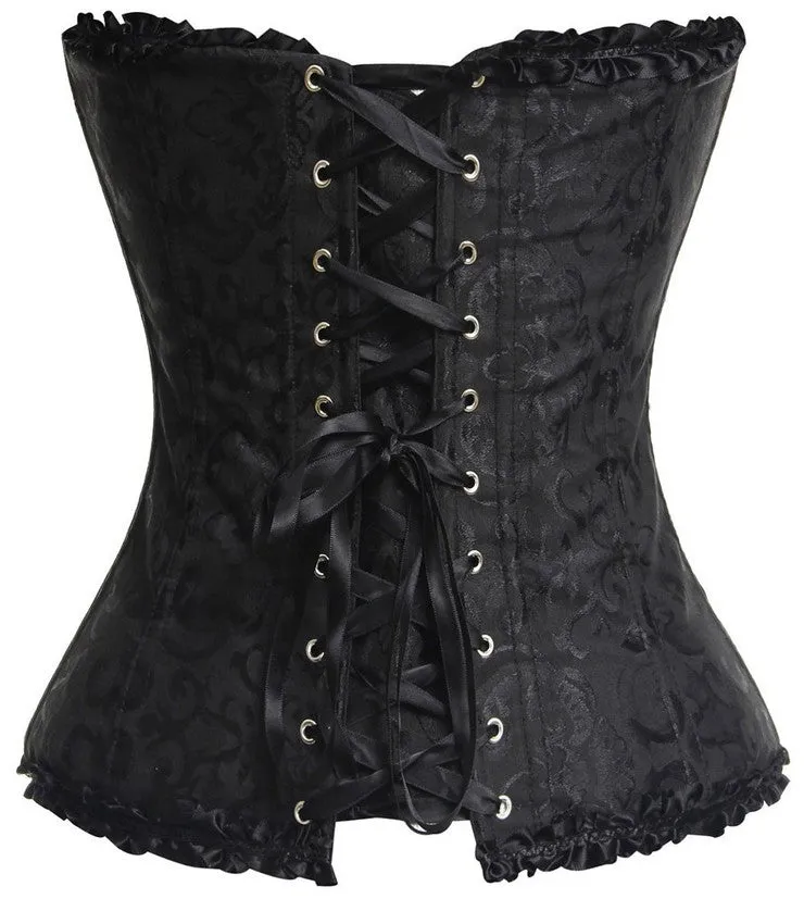 Classic Black Zip Jacquard Overbust Corset