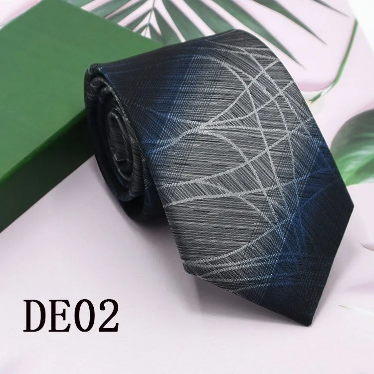 Classic Plaid Neck Ties for Men Casual Suits Tie Gravatas Stripe Blue Mens Neckties For Business Wedding 8cm Width Men Ties