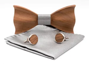 Classic Wooden Bow Tie & Cufflinks