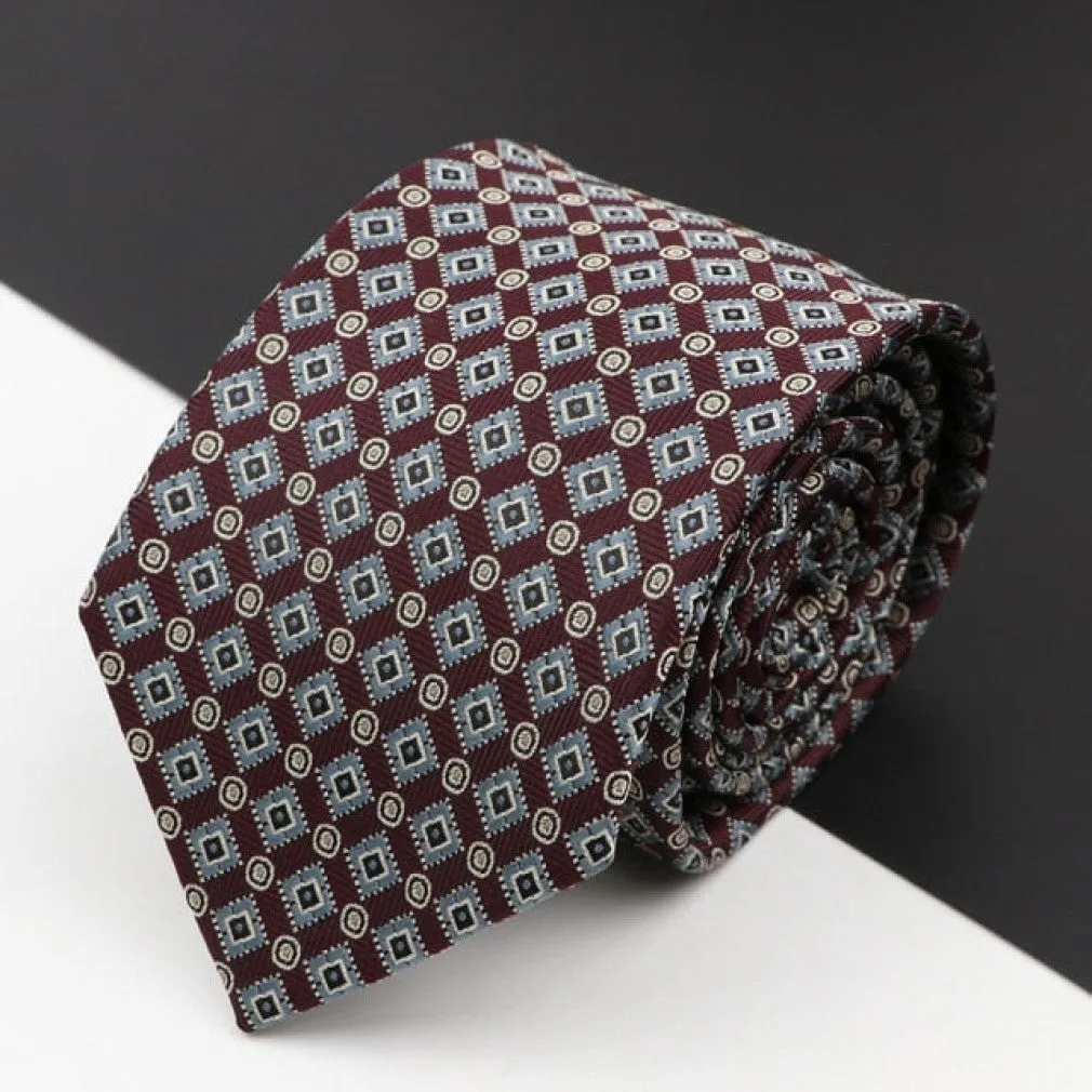 ContiNent 33 Men's Classic Luxury Tie 8cm Striped Paisley Plaid All-Match Jacquard Necktie For Business Wedding Prom Daily Wear Accessory