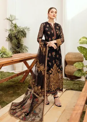 Crinkle Chiffon Party Wear in Black Color #Y6110