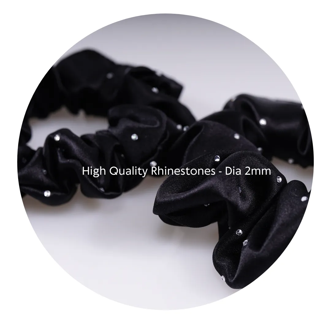Crystal Silk Scrunchies Black Classic