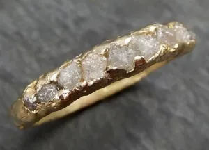 custom raw rough diamond Men's or Women's wedding band multi stone 14k/18k rose/yellow/white gold white conflict free diamonds recycled gold byangeline custom102 Alternative Engagement