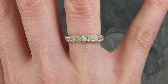 custom raw rough diamond Men's or Women's wedding band multi stone 14k/18k rose/yellow/white gold white conflict free diamonds recycled gold byangeline custom102 Alternative Engagement