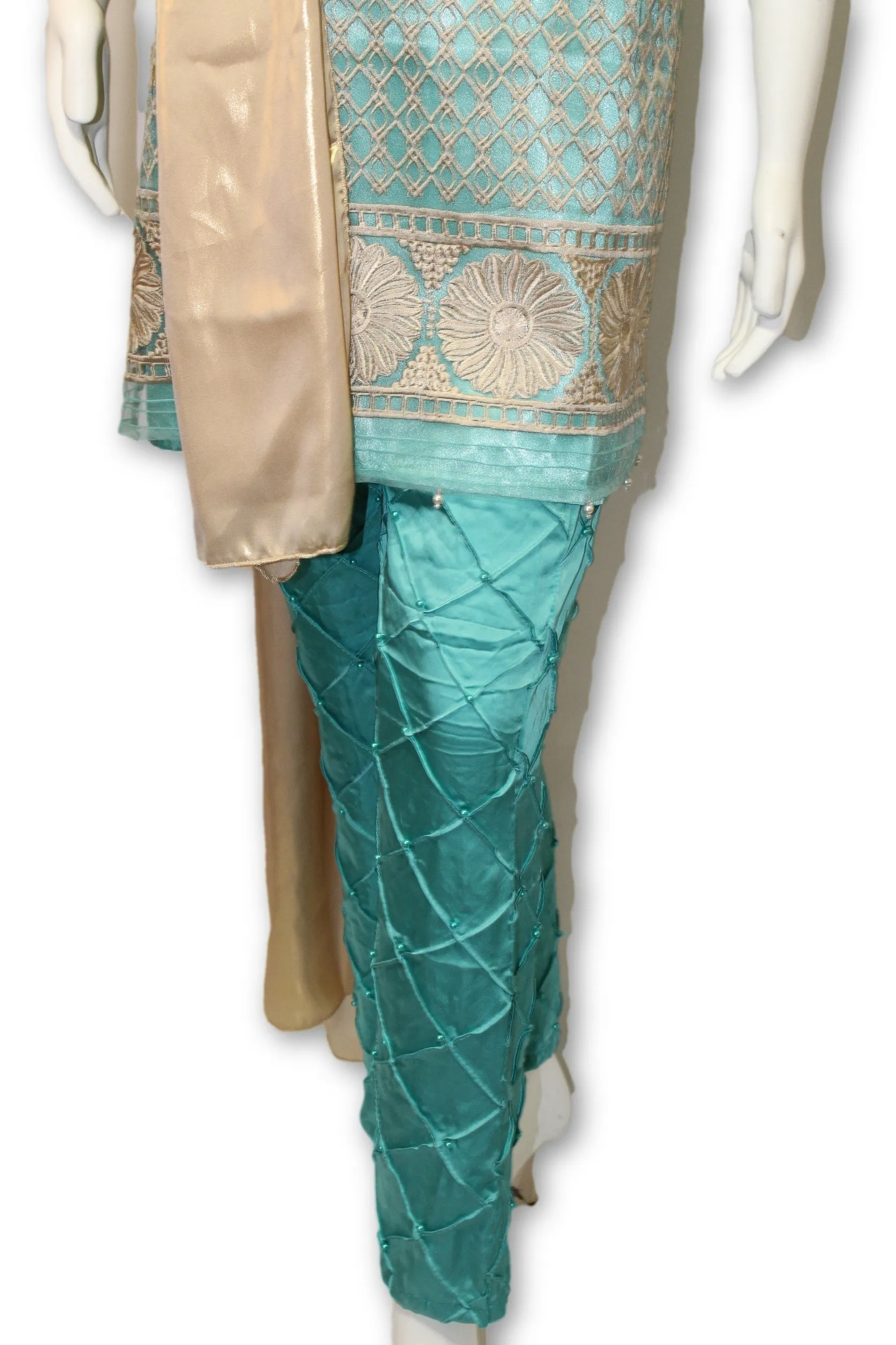 D10 Pakistani Indian Women Embroidered Organza Formal Dress