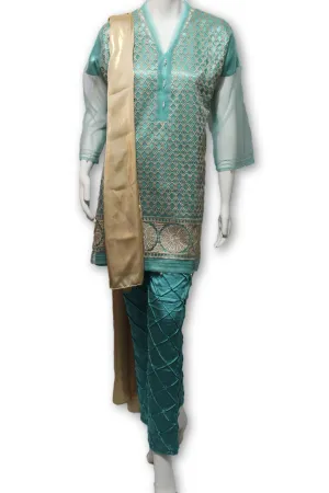 D10 Pakistani Indian Women Embroidered Organza Formal Dress