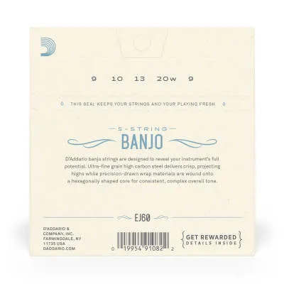 D’addario EJ60 - Nickel 5-String Banjo Light 9-20