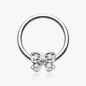 Dainty Bow-Tie Sparkle Captive Bead Ring
