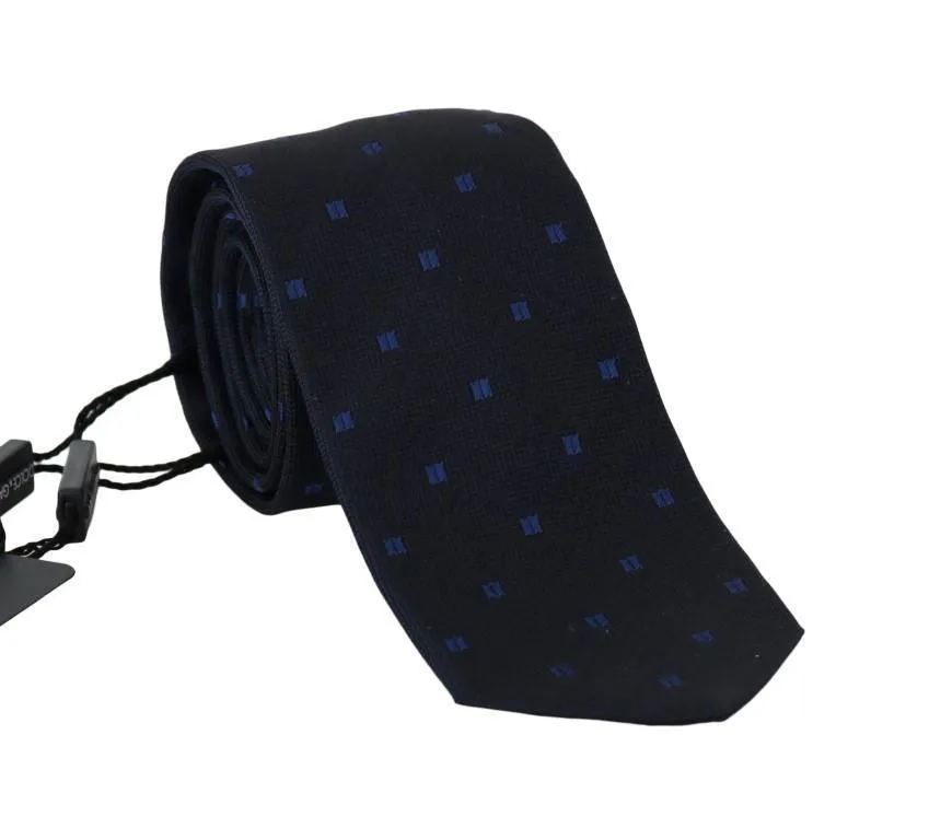 Dark Blue Silk Patterned Classic Tie