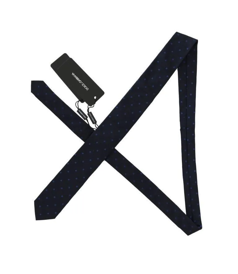 Dark Blue Silk Patterned Classic Tie