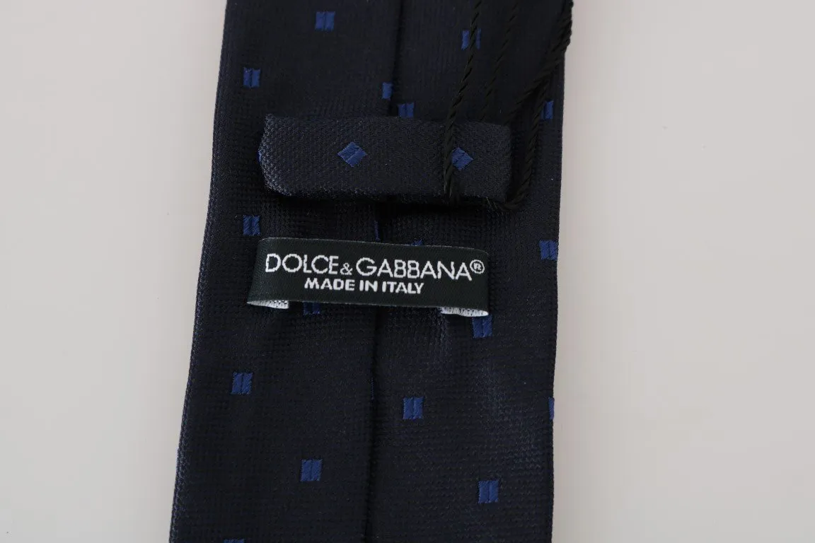 Dark Blue Silk Patterned Classic Tie